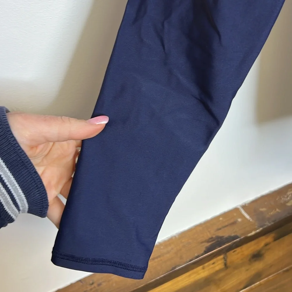 Athleta Blue‎ & White Long Sleeve 1/4 Zip Swim Top- S